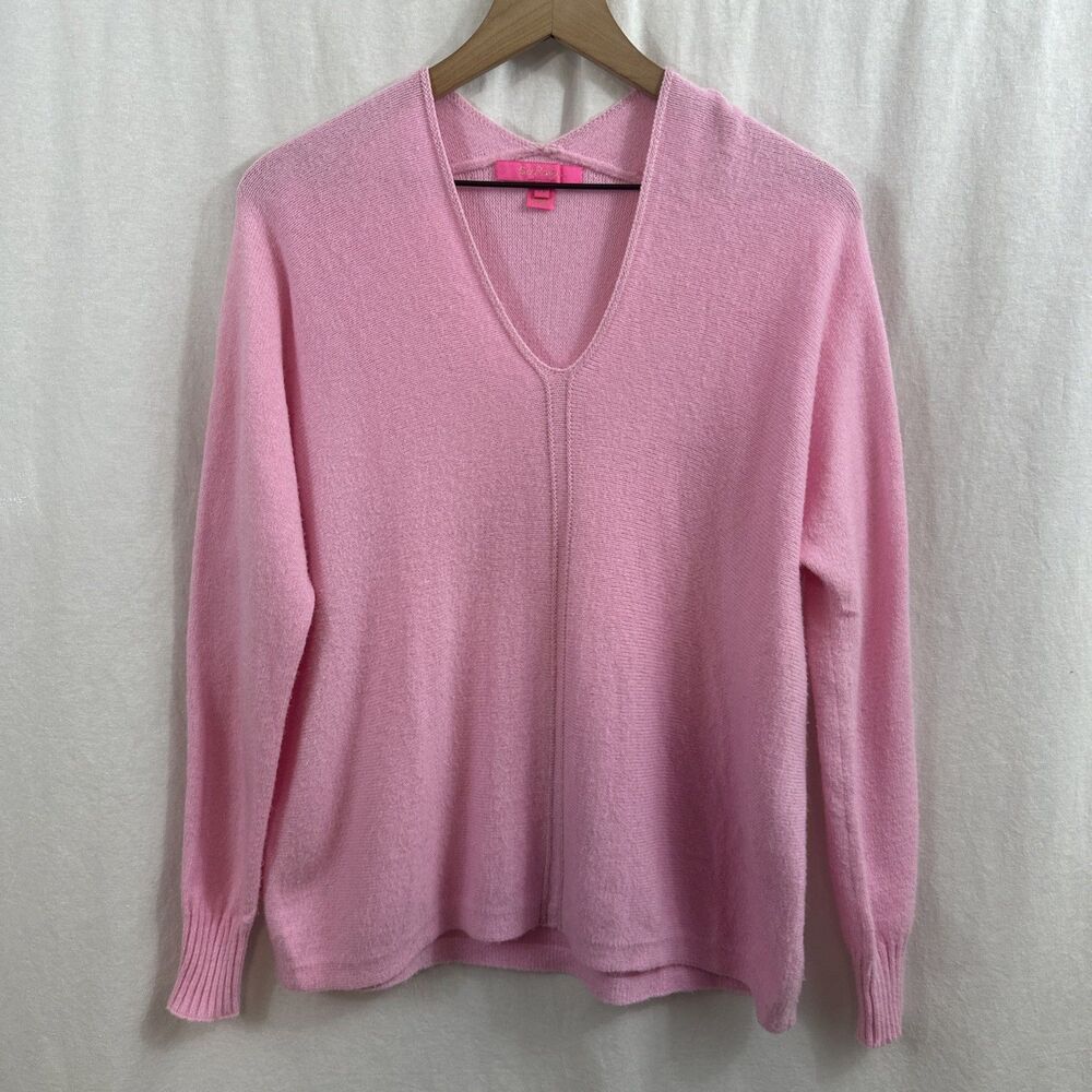 Lilly Pulitzer Sevie Pink Vneck Dolman Sleeve Sweater Womens Sz XS Preppy Barbie